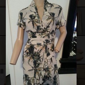 H&M Palm Print Short Sleeve Dress